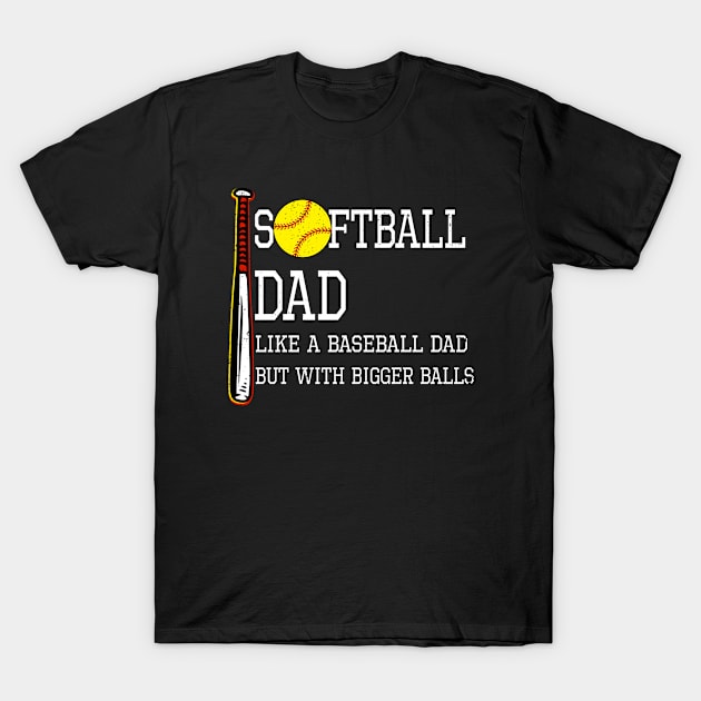 Softball Dad like A Baseball but with Bigger Balls T-Shirt by Marcekdesign